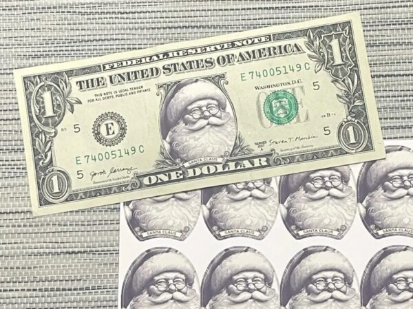 10 Pcs Santa Claus Dollar Bill Stickers2