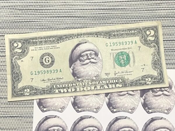 10 Pcs Santa Claus Dollar Bill Stickers3