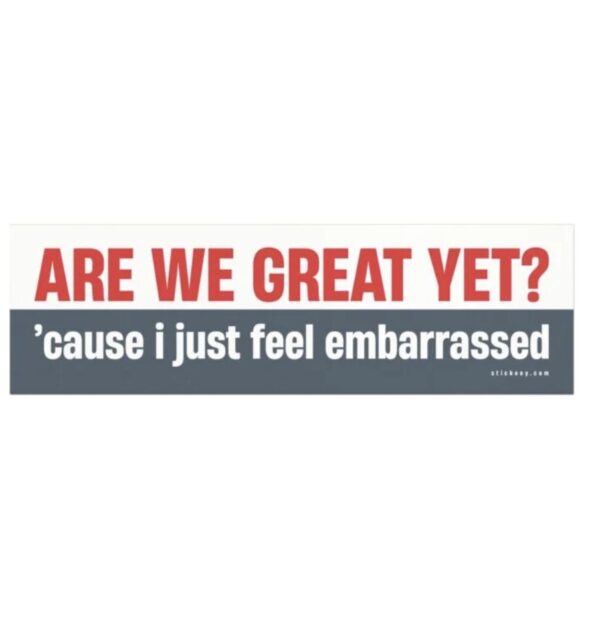 Are We Great Yet? Cause I Just Feel Embarrassed Magnet Sticker