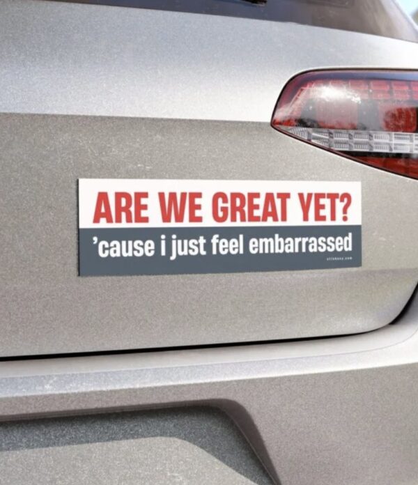 Are We Great Yet? Cause I Just Feel Embarrassed Magnet Sticker