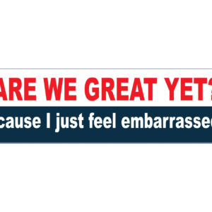 Are we great yet? 'cause I just feel embarrassed Bumper Sticker