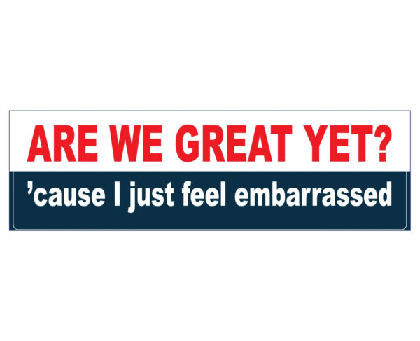 Are we great yet? 'cause I just feel embarrassed Bumper Sticker