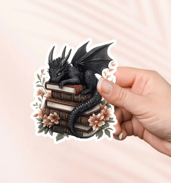 Black Baby Dragon Book Sticker