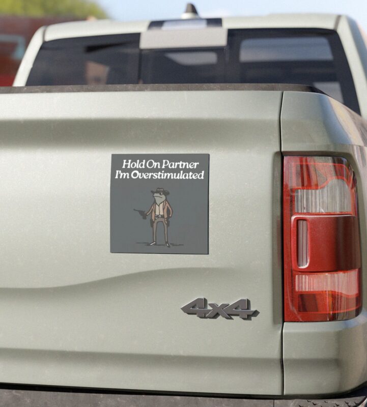 Cowboy Frog Hold On Partner Im Overstimulated Car Magnets