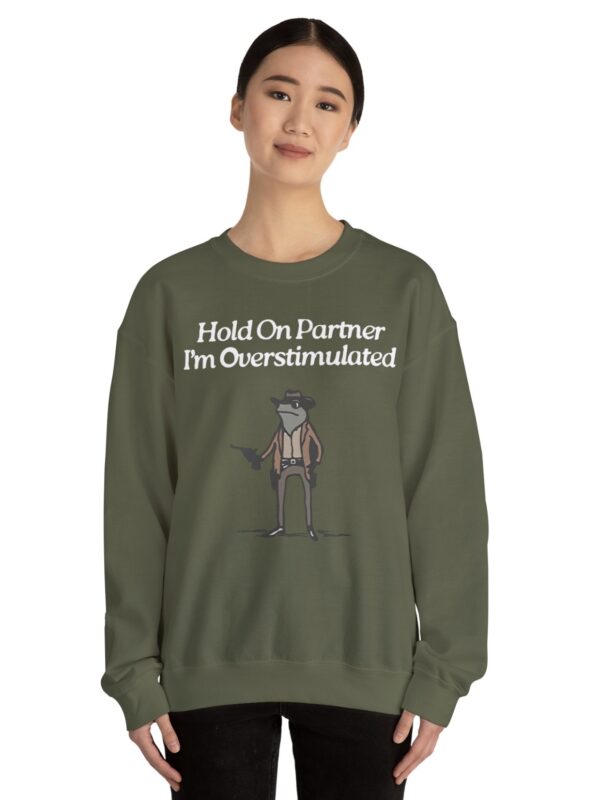 Cowboy Frog Hold On Partner Im Overstimulated Crewneck Sweatshirt