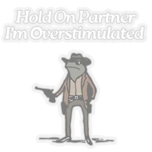 Cowboy Frog Hold On Partner Im Overstimulated Stickers