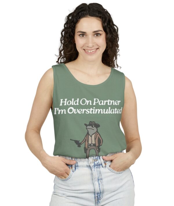 Cowboy Frog Hold On Partner Im Overstimulated Tank Tops