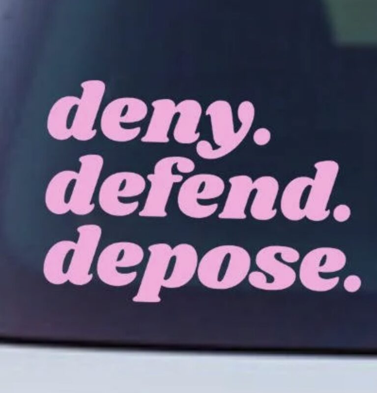 Deny Defend Depose Vinyl Decal, Car Magnet, Sticker