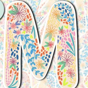 Floral Initial M Sticker Letter M Monogram Decal Bumper Sticker