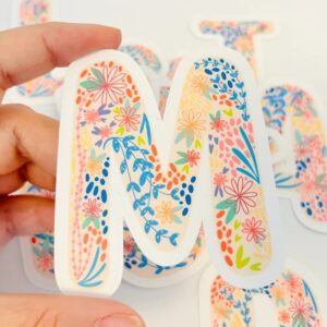 Floral Initial M Sticker1