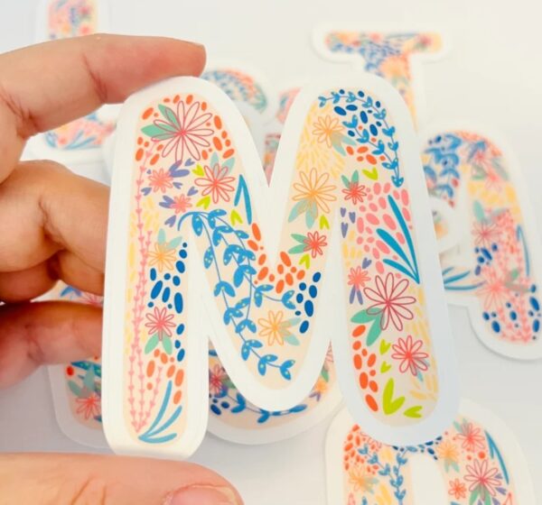 Floral Initial M Sticker1