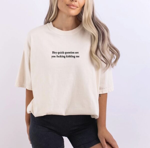 Hey Quick Question Are You Kidding Me Shirt, Embroidered