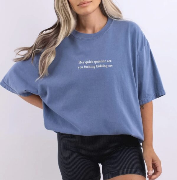 Hey Quick Question Are You Kidding Me Shirt, Embroidered