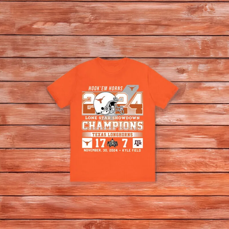 Texas Longhorns Triumph in 2024 Lone Star Showdown, Defeating Texas A&M 17-7 10 Hook ‘Em Horns 2024 Lone Star Showdown Champions Texas 17-7 Texas A&M Shirt