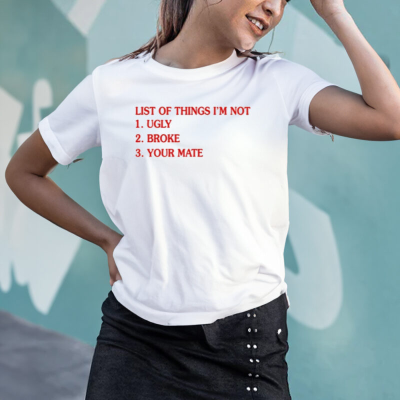 List Of Things I'm Not Ugly Broke Your Mate T-Shirt2