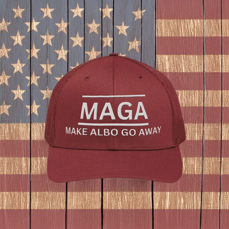MAGA Make Albo Go Away: The Ultimate Trucker Hat for Patriots 8 MAGA Make Albo Go Away Trucker Hat