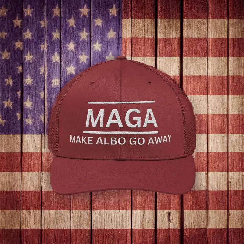 MAGA Make Albo Go Away: The Ultimate Trucker Hat for Patriots 7 MAGA Make Albo Go Away Trucker Hat