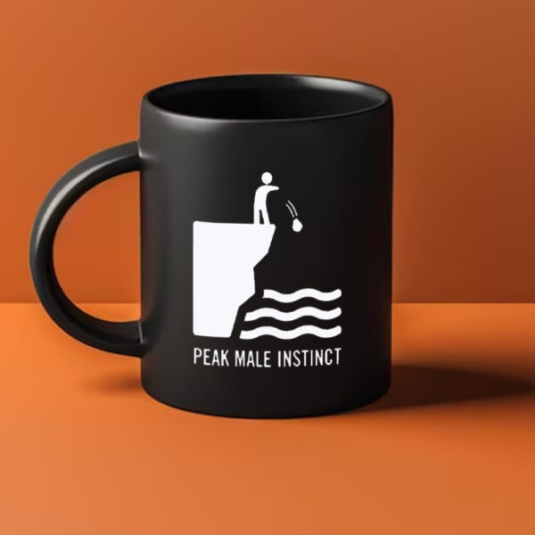 Peak Male Instinct Funny Cliff Rock Throwing Mug