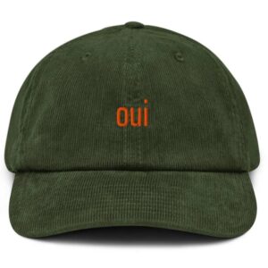 Shrinking Oui Embroidered Corduroy Hat