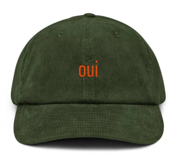 Shrinking Oui Embroidered Corduroy Hat