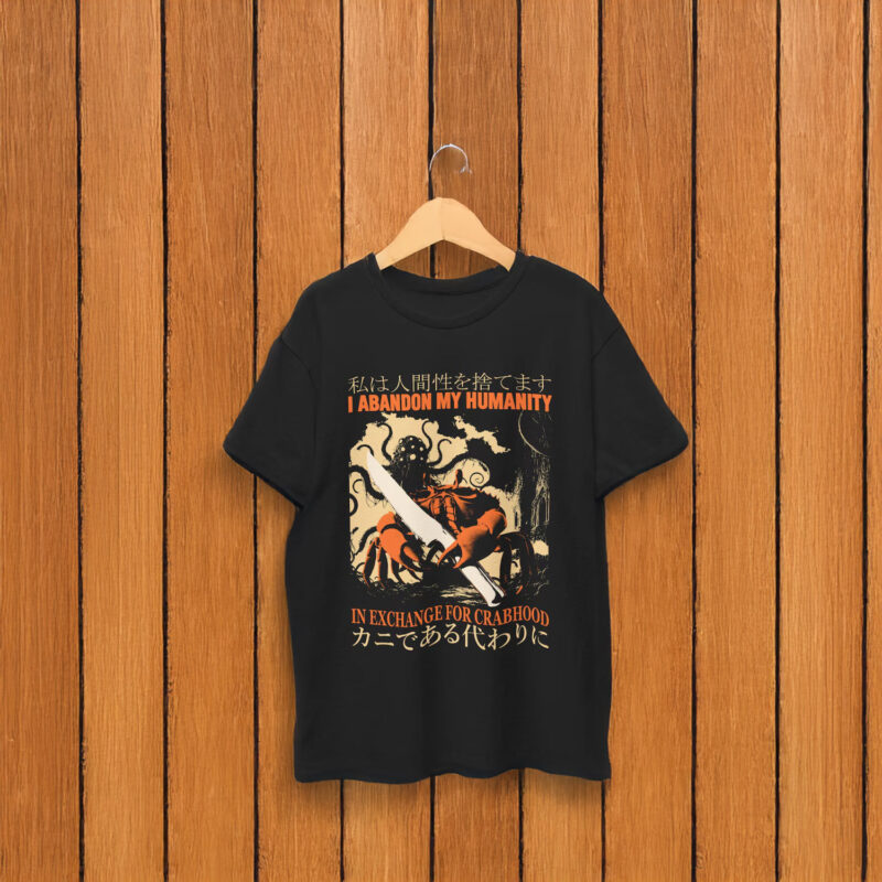 I Abandon My Humanity Crab Vintage Japanese T-Shirt