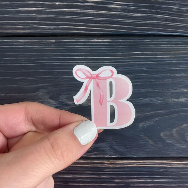 Monogram Sticker For Girly Girl Initial Decal With Bow Pink Coquette Sticker