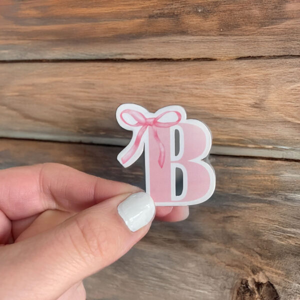 Monogram Sticker For Girly Girl Initial Decal With Bow Pink Coquette Sticker