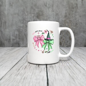 Pink Goes Good With Green Funny Halloween Witch Women Girls Mug Coffee