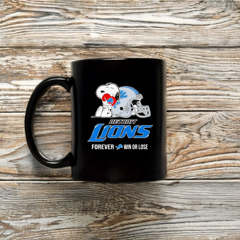 Snoopy hug Detroit Lions forever win or lose Mug Coffee