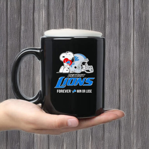 Snoopy hug Detroit Lions forever win or lose Mug Coffee