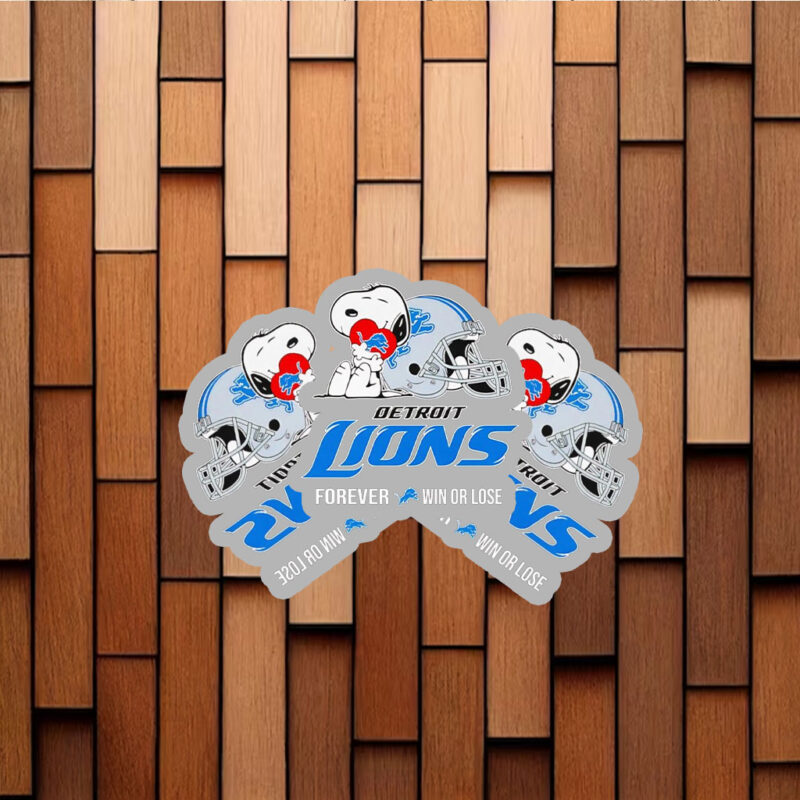 Snoopy hug Detroit Lions forever win or lose Stickers