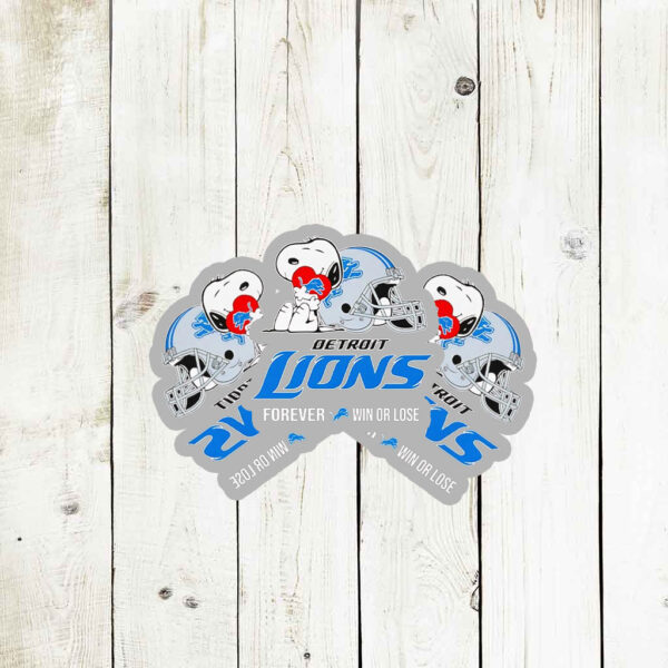 Snoopy hug Detroit Lions forever win or lose Stickers