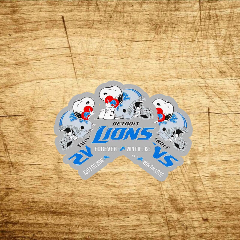 Snoopy hug Detroit Lions forever win or lose Stickers