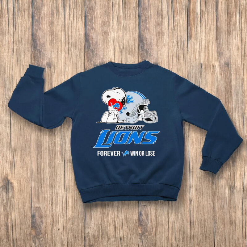 Snoopy hug Detroit Lions forever win or lose T-shirts