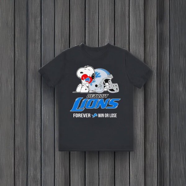 Snoopy hug Detroit Lions forever win or lose T-shirts