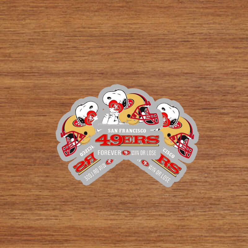 Snoopy hug San Francisco 49ers forever win or lose Stickers