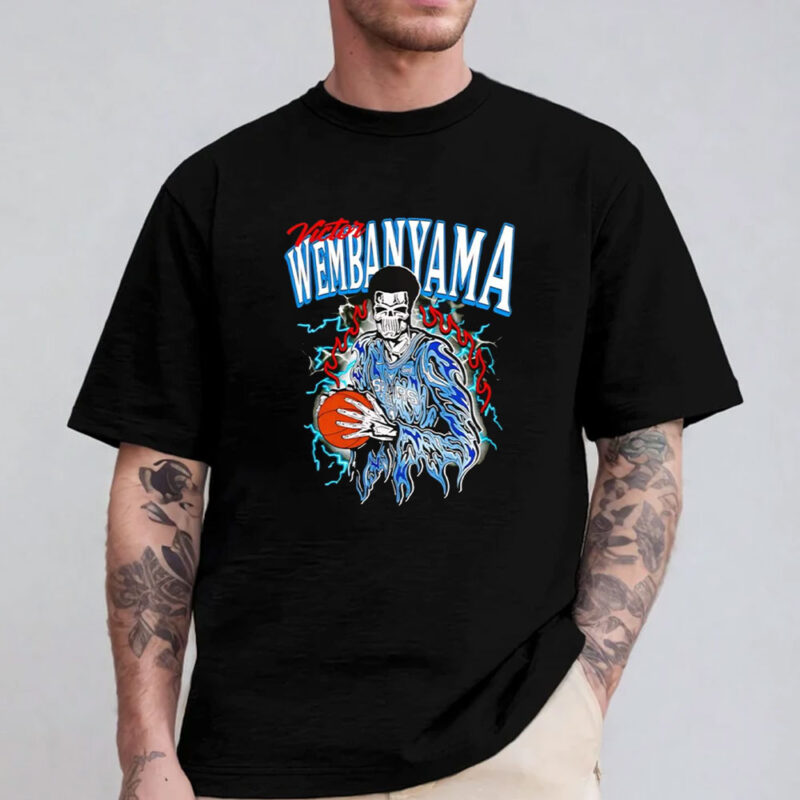 Victor Wembanyama skeleton basketball T-shirts